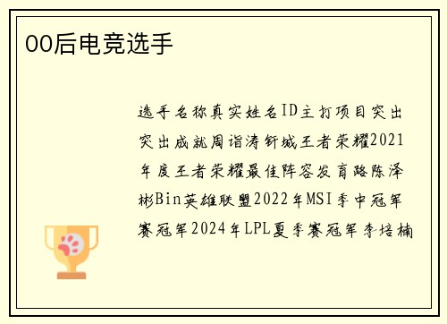 00后电竞选手